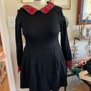 Smak parlour black tartan plaid skater dress xl